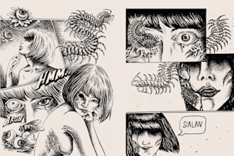 create horror, dark, gore comics or manga illustration