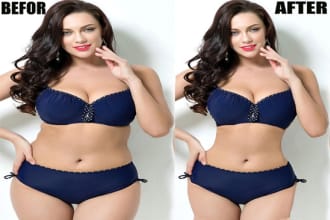 photoshop, body and face reshape, retouch, modify, to make slimmer, thinner
