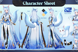 draw amazing character sheet reference for your oc and vtuber model