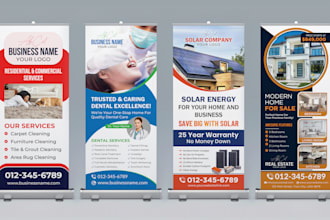design rollup, yard sign for dental, solar, real estate, medical, cleaning, gym
