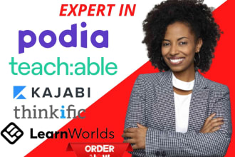 design kajabi, kajabi website, teachable, podia and thinkific
