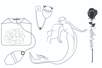 create line art logo, tattoo, illustration and sticker