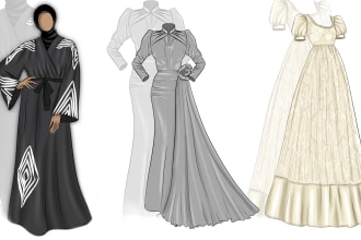 design your abaya or gown or wedding dress