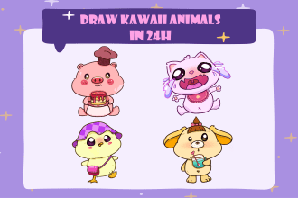 draw cute kawaii animals in 24h
