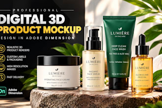 make digital 3d product mockup design in adobe dimension