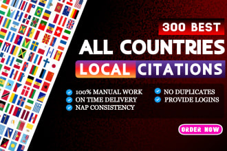 do 350 local listing citations and directory submission for local seo
