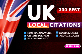 350 UK local listing citations and directory submission for local seo