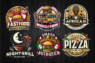 do premium fast food truck, burger, pizza, bbq, catering, restaurant logo