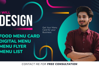 design a modern food menu card, digital menu, or flyer