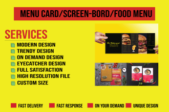 design modern digital restaurant food cafe screen board price recipe menu card