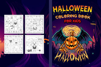 design halloween children coloring coloring book with pages