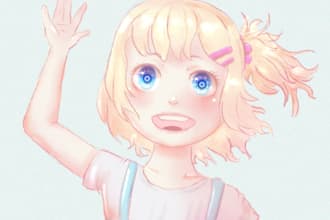 do pastel anime style characters illustration for any projec