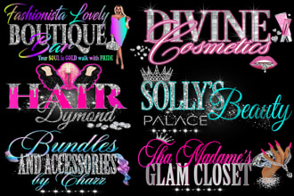 eyelashes, hair extensions, lips, nails, beauty salon and boutique logo