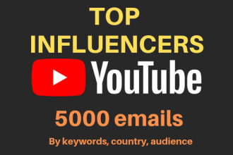 make a list of youtube influencer for influencer marketing