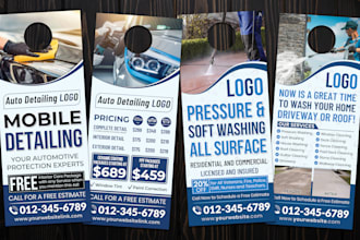 design door hanger, flyer, for pressure washing, solar energy, auto detailing