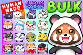create chibi animal emotes for twitch discord kick in bulk for you