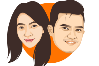 draw a cartoon head couple and family from your photo