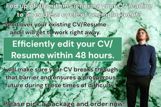 efficiently edit or write your CV, resume in 48 hours