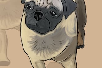 draw your pet, animal to amazing cartoon portrait