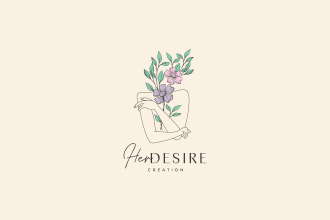 do hand drawn botanical boho logo with full branding