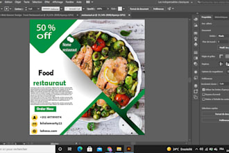 design affiche the restaurant and place the food