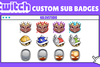 design unique twitch sub badges, custom sub badges