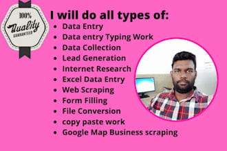 do data entry typing work,data collection and copy paste job