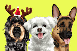 draw custom pet portrait pet illustration or dog portrait