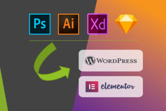 convert psd, xd, sketch, ai, figma to wordpress using elementor pro