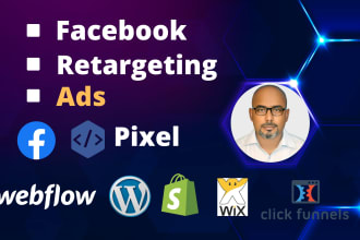 set up facebook retargeting ads on webflow shopify wordpress