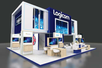 design 3d trade show booth, exhibition stand, stall, kiosk