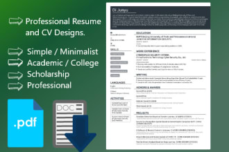 design, edit or write professional resume or CV template
