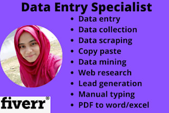 data entry, copy paste, web research, data collection