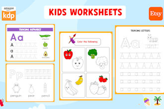 design kindergarten preschool kids activity book worksheets tracing workbook kdp