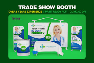 design premium trade show booth backdrop, booth wall, or popup banner