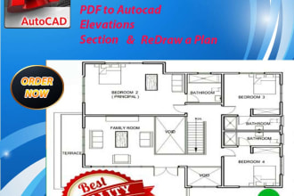design your house  in autocad 2d floor plans and elevations