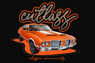 draw custom car illustration for tshirt and logo