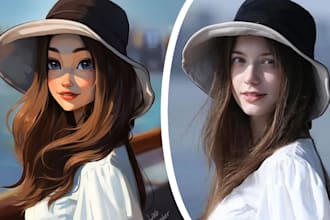 draw a portrait in semi realism disney cartoon style