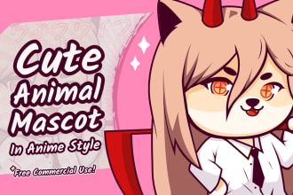 design logo with a cute animal mascot in anime style for twitch, youtube, kick
