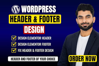 design header and footer of your wordpress website with elementor