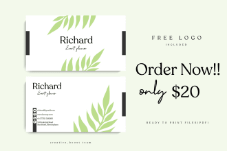 design botanical style business card and stationary