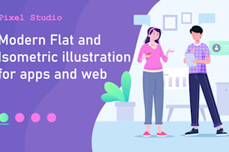 create a modern flat and isometric illustration for web and apps