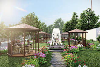 design your garden, patio, terrace, backyard landscape with 3d realistic render