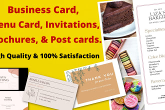 design business card, menu card, invitation, brochures