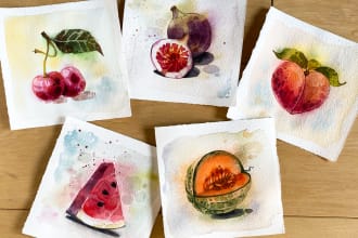 paint any fruit or vegetable with watercolors