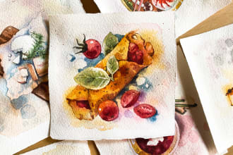 paint food of your choice with watercolors