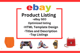 do ebay listing, SEO, ranking, upload inventory, lister