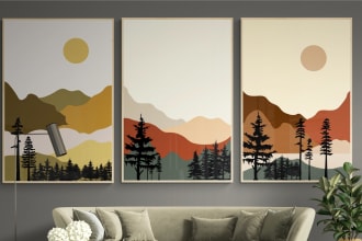 create abstract printable modern wall art for your etsy shop