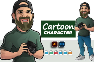 create funny cartoon character, avatar or caricature of you