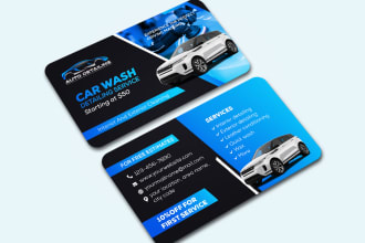 design business card for car wash, auto detailing, rental, repair, car service